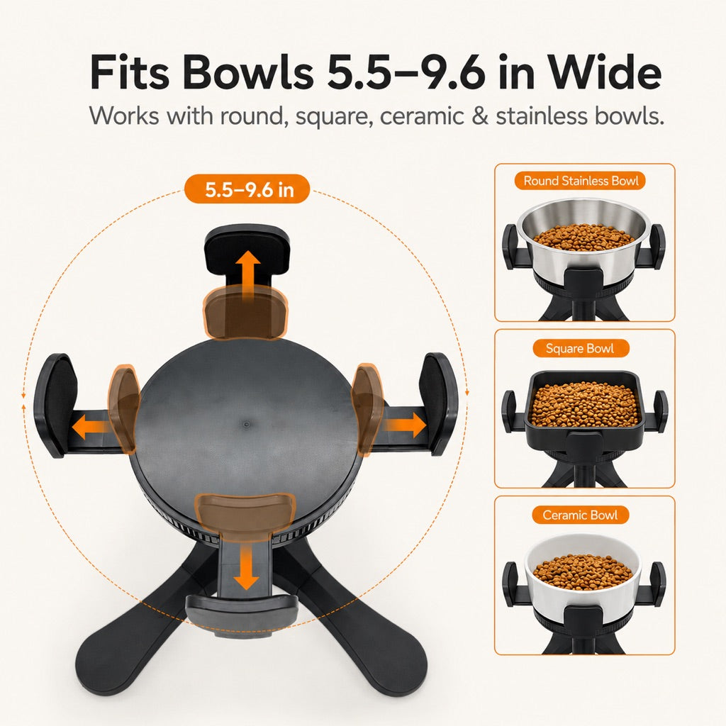 Malloren French Bulldog Adjustable Elevated Tilted Dog Bowl for Kitchen Feeding Corners - 3-Height Stand with Slow Feeder Insert to Reduce Neck Bending & Mess