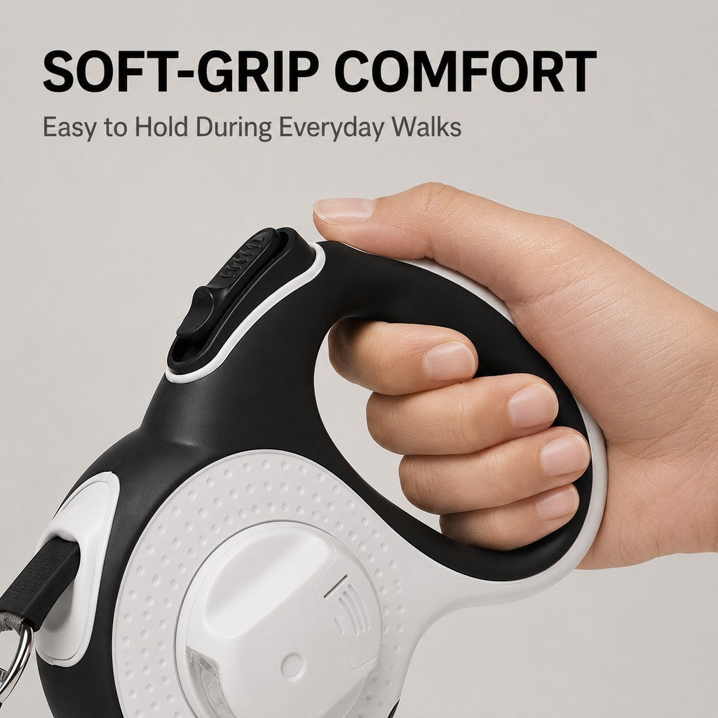 Malloren LED Retractable Dog Leash for Evening Walks - Built-In Path Light, One-Hand Brake & 9.8/16.4 FT Range