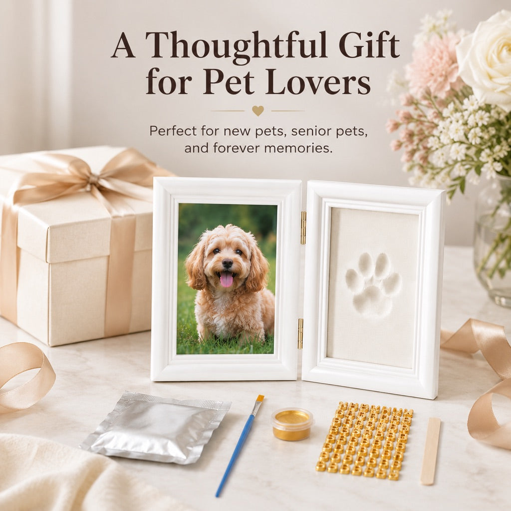 Malloren Pet Paw Print Frame Kit for Dogs & Cats - DIY Keepsake Photo Frame for Home Display, First Paw Memories & Pet Loss Sympathy Gift
