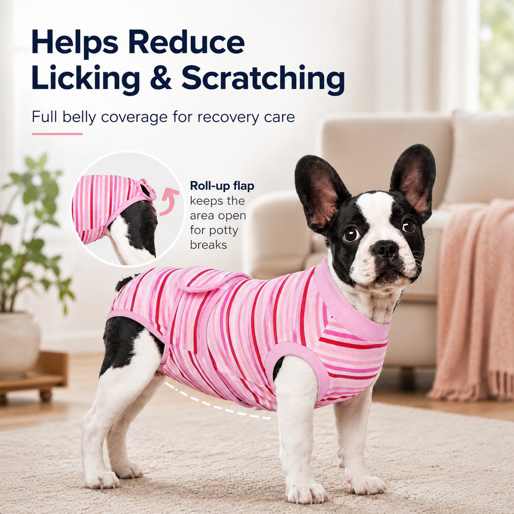 Malloren Breathable Dog Recovery Suit for Spay & Neuter Recovery, Soft Cone Alternative Onesie to Help Reduce Licking After Surgery
