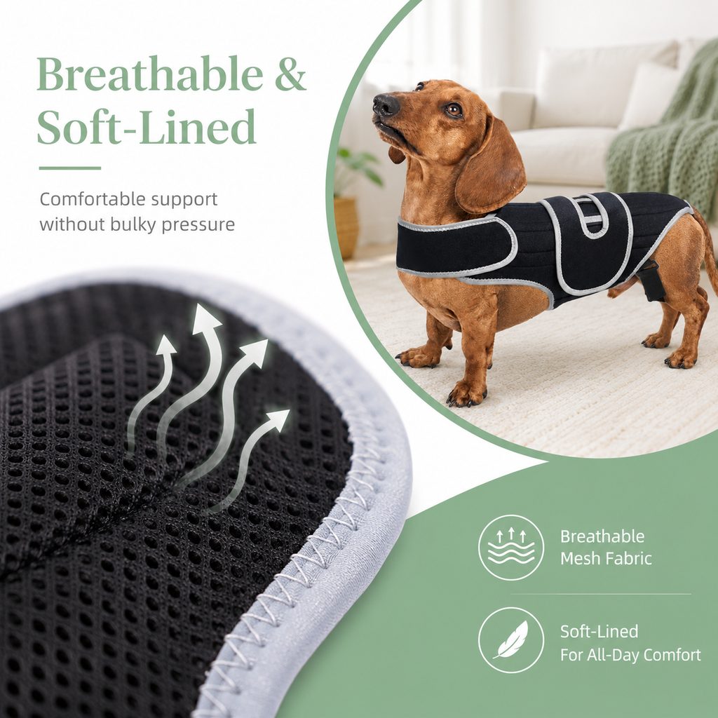 Malloren SpineGuard Dog Back Support Vest for Dachshunds & Corgis - Adjustable Spinal Support Brace for Senior Dogs, Recovery Days & Gentle Walks