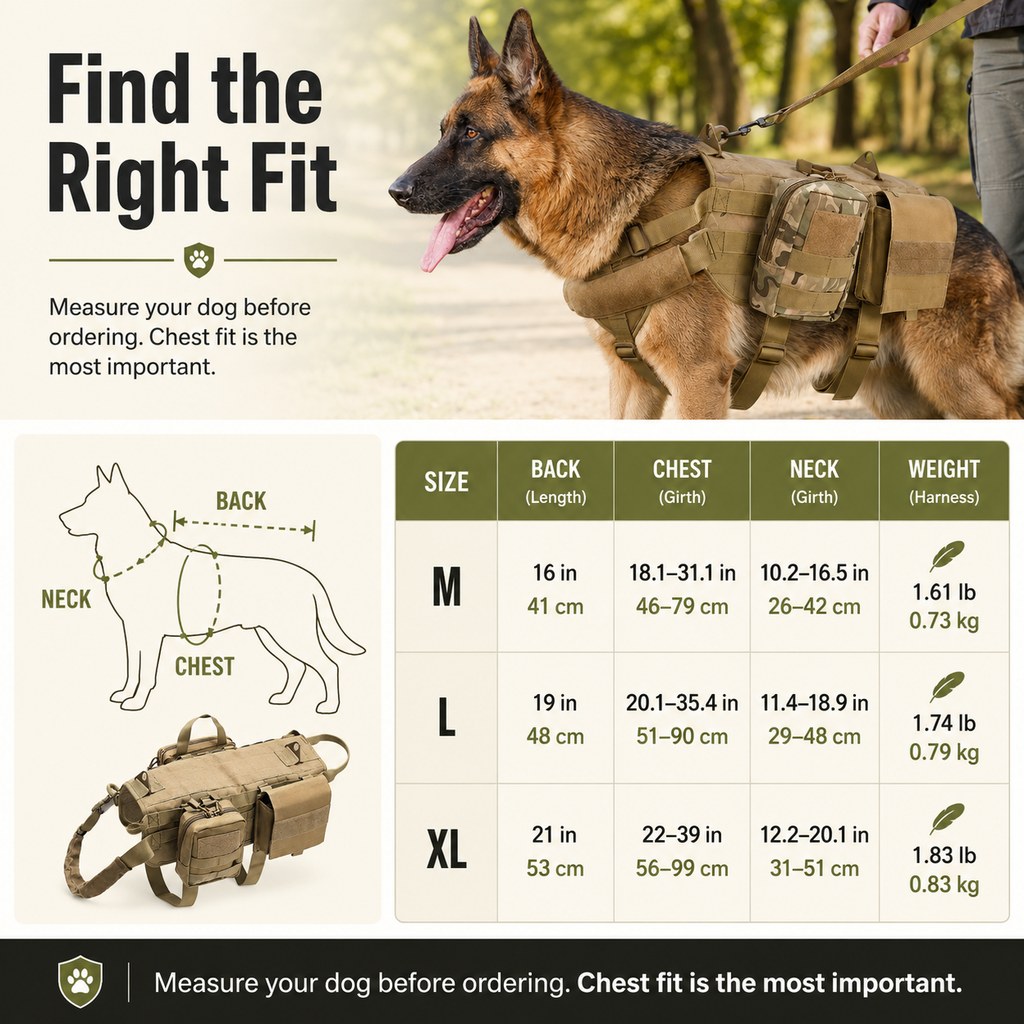 Malloren Tactical Dog Backpack Harness for Hiking & Daily Walks - Detachable Pouches for Gear & Better Control