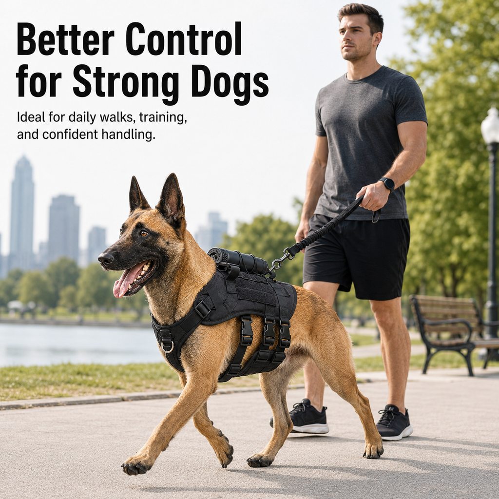 Malloren Tactical Dog Harness Backpack for Large Dogs - Outdoor Walking, Training & Hiking Gear with Load Carrying Pouch