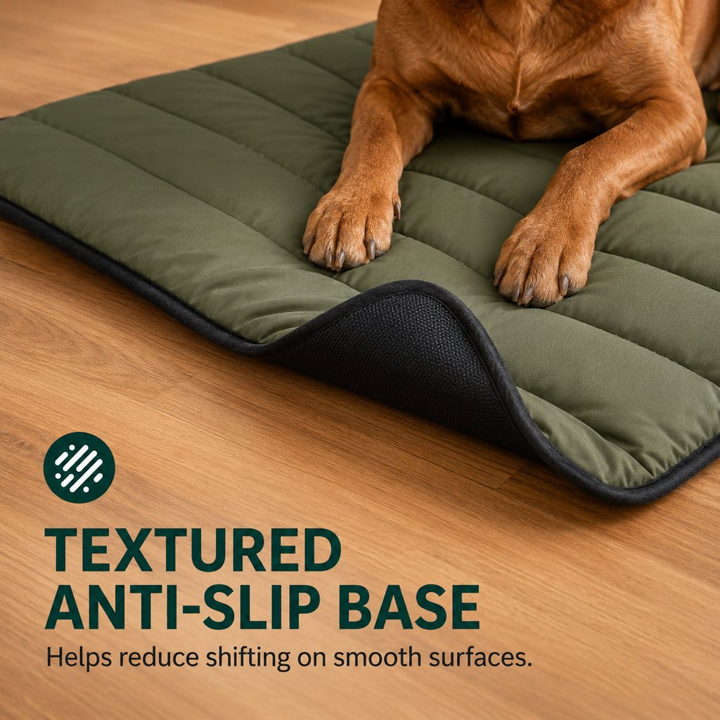 Malloren Portable Roll-Up Dog Travel Mat for Camping & Car Trips - Keeps Pets Off Damp, Dirty Ground
