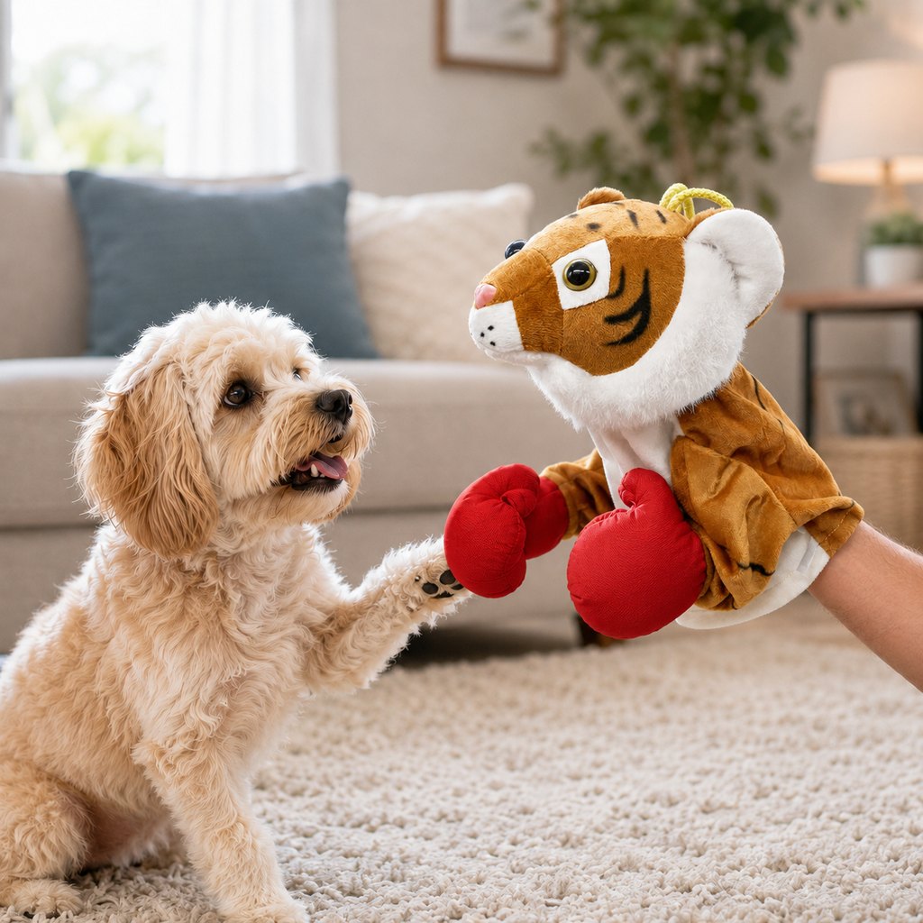 Malloren Interactive Boxing Pet Puppet for Indoor Play – Squeeze-to-Punch Sound Toy for Bored Dogs & Cats