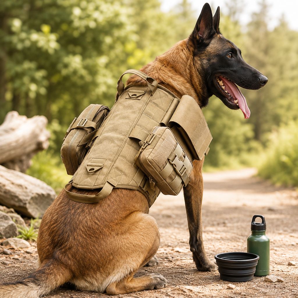 Malloren TrailGuard K9 Tactical Dog Backpack Harness for Hiking, Training & Better Control on Outdoor Walks