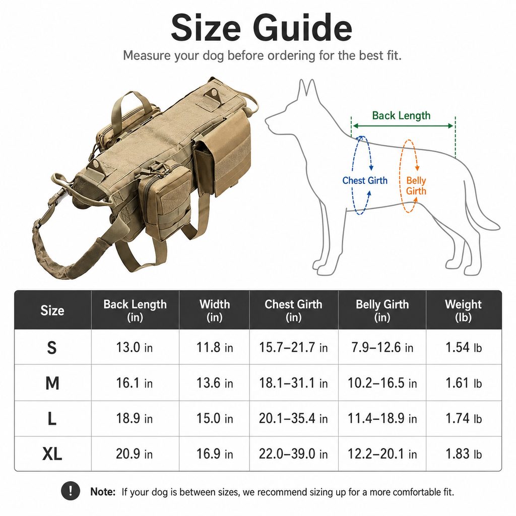 Malloren TrailGuard K9 Tactical Dog Backpack Harness for Hiking, Training & Better Control on Outdoor Walks