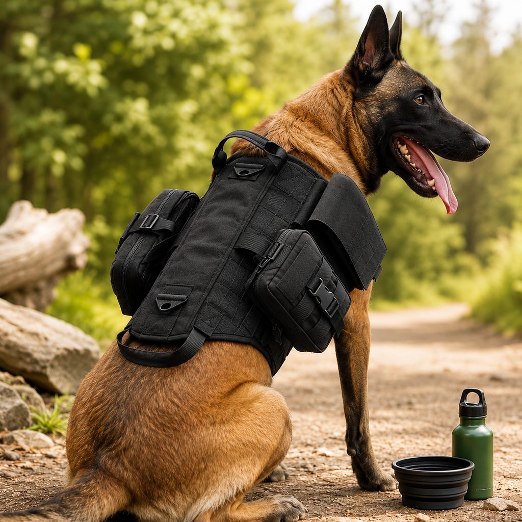 Malloren TrailGuard K9 Tactical Dog Backpack Harness for Hiking, Training & Better Control on Outdoor Walks