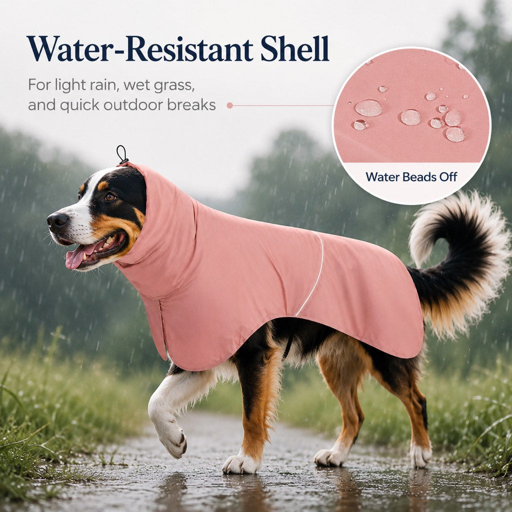 Malloren Hooded Dog Sun & Rain Cape for Summer Walks - Lightweight Neck-to-Back Coverage for Drizzle, Wind & Sunny Outdoor Days