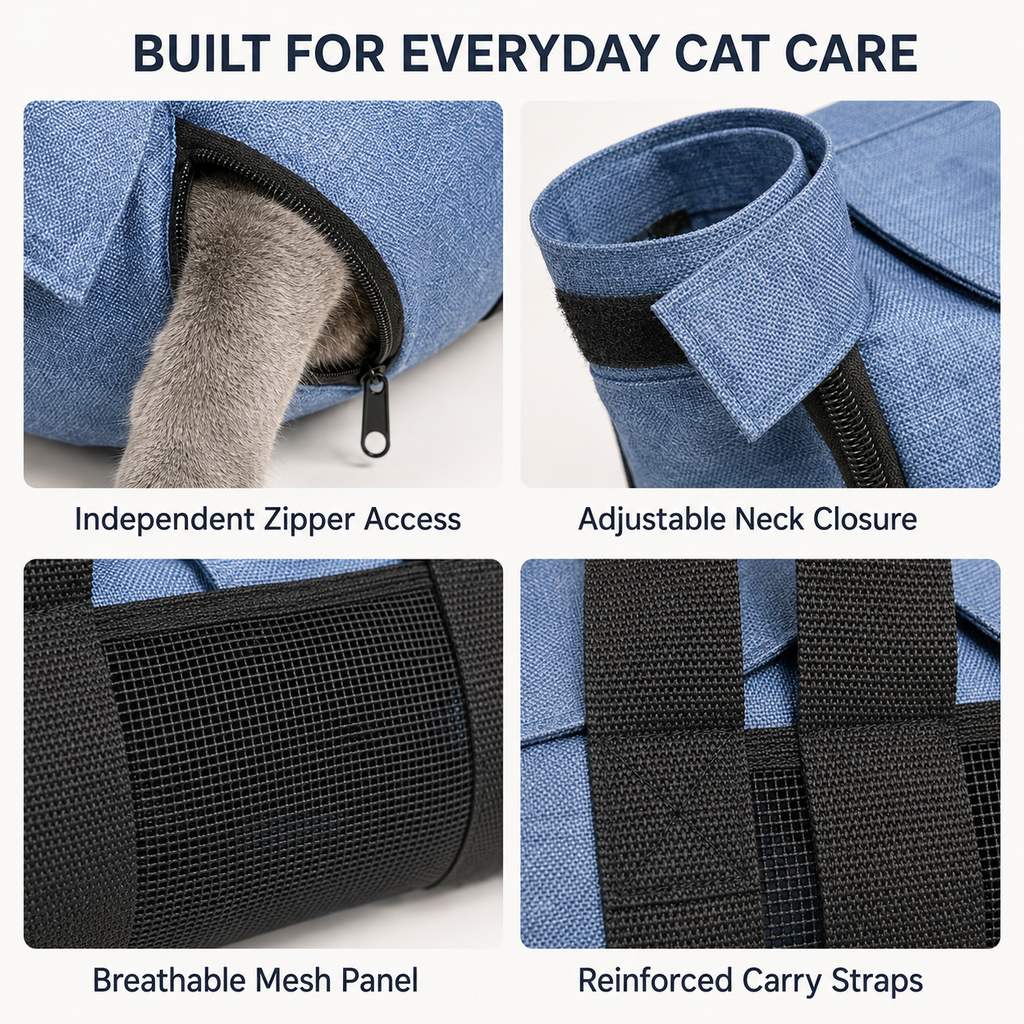 Malloren Cat Grooming Restraint Bag for Nail Trimming & Ear Cleaning – Easier Control for Wiggly Cats