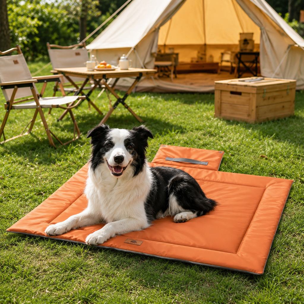 Malloren Waterproof Outdoor Pet Camping Mat - Foldable Dog Travel Bed for Camping, Car Trunk & Patio, Keeps Pets Off Wet Grass & Dirt