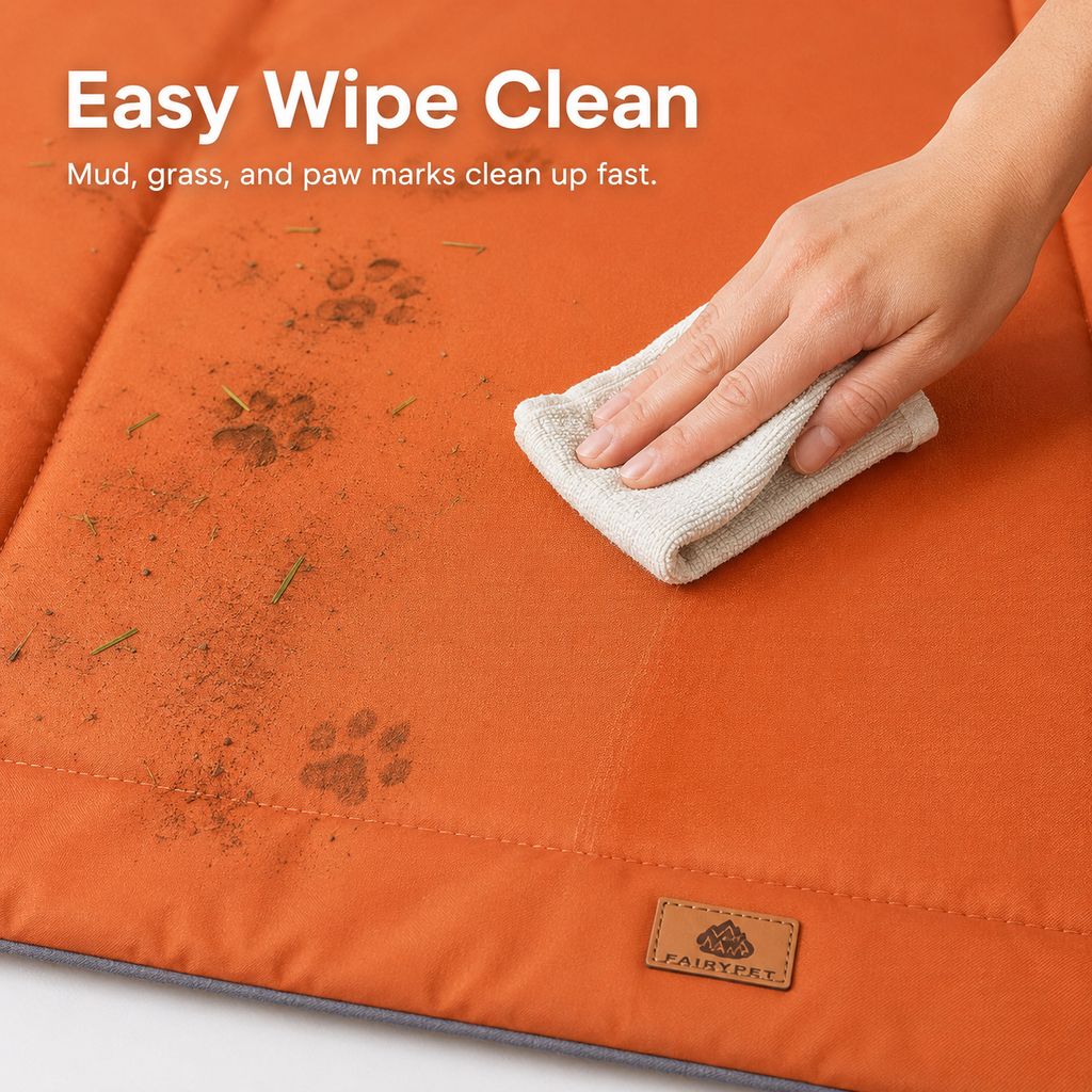 Malloren Waterproof Outdoor Pet Camping Mat - Foldable Dog Travel Bed for Camping, Car Trunk & Patio, Keeps Pets Off Wet Grass & Dirt