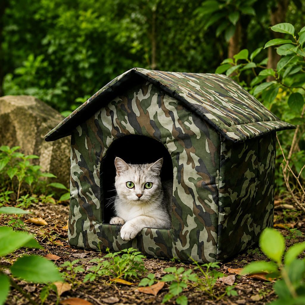 Malloren Weather-Resistant Outdoor Cat House for Porches & Backyards - Cozy Shelter for Cats & Small Dogs