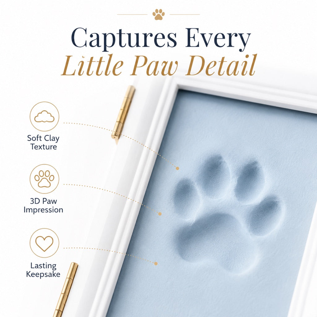 Malloren Pet Paw Print Frame Kit for Dogs & Cats - DIY Keepsake Photo Frame for Home Display, First Paw Memories & Pet Loss Sympathy Gift
