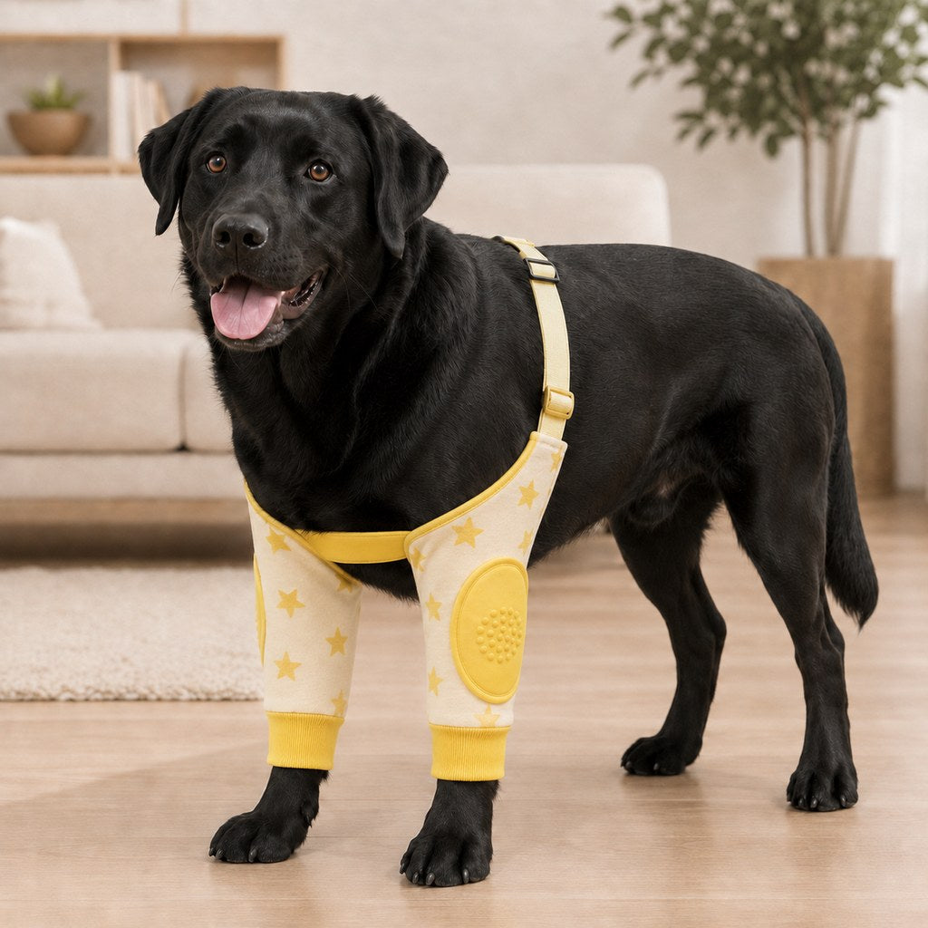 Malloren Padded Dog Elbow Protector Sleeves for Hard Floors - Dual Front-Leg Coverage for Pressure & Rubbing