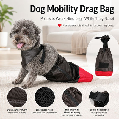 Malloren Dog Mobility Drag Bag for Indoor Scooting - Hind Leg Protection for Senior & Disabled Dogs
