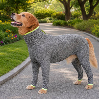 Malloren Large Dog Full-Body Suit for Indoor Wear - Stretch 4-Leg Coverall