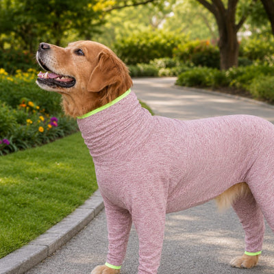 Malloren Large Dog Full-Body Suit for Indoor Wear - Stretch 4-Leg Coverall