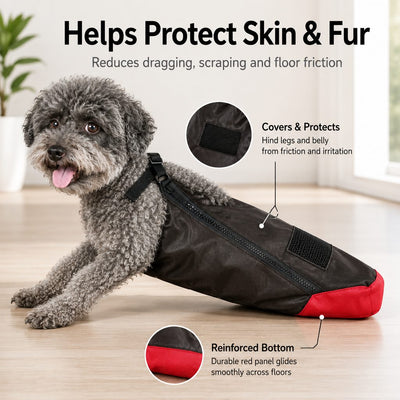 Malloren Dog Mobility Drag Bag for Indoor Scooting - Hind Leg Protection for Senior & Disabled Dogs