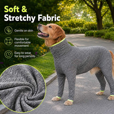 Malloren Large Dog Full-Body Suit for Indoor Wear - Stretch 4-Leg Coverall