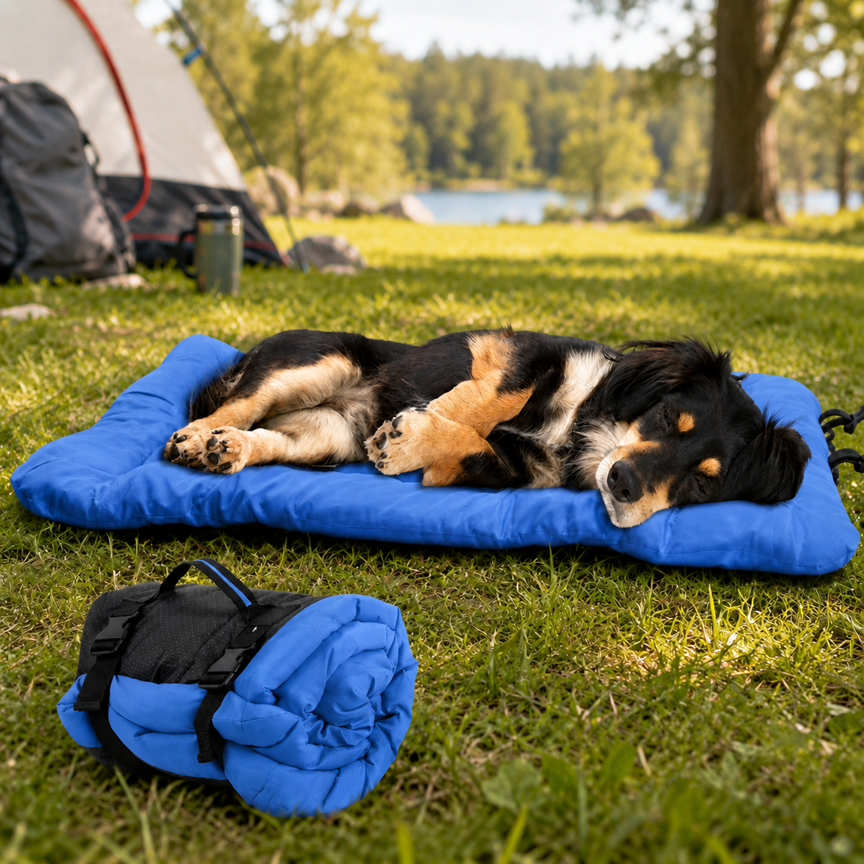 Malloren Portable Outdoor Dog Bed for Camping &Car Travel - Roll-Up Mat for Clean, Comfortable Rest