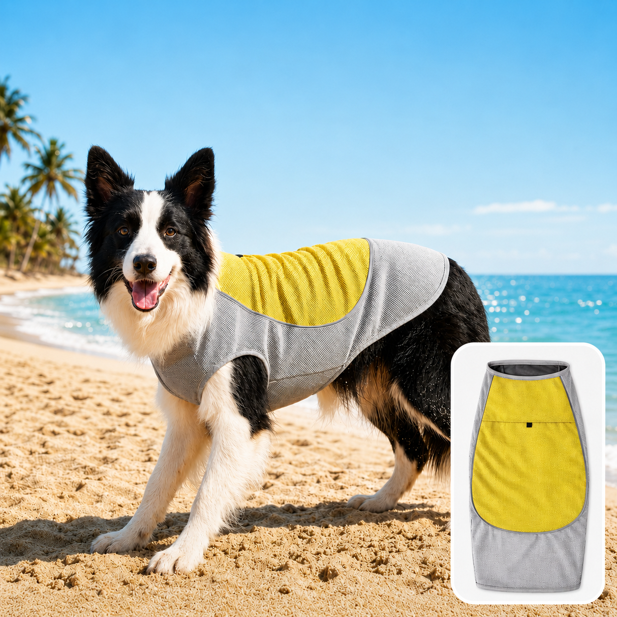 Malloren Water-Activated Dog Cooling Vest for Summer Walks & Hikes - Breathable Heat-Relief Vest with Ice Pack Pocket
