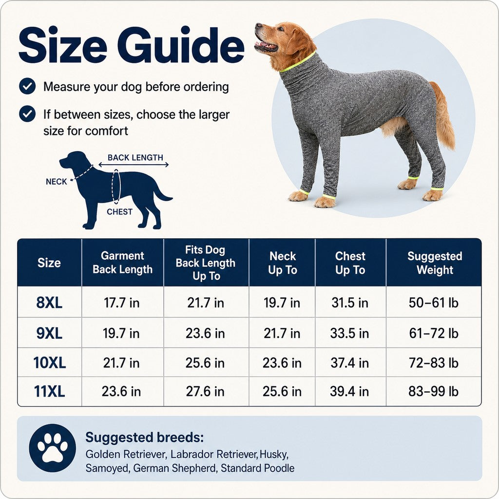 Malloren Large Dog Full-Body Suit for Indoor Wear - Stretch 4-Leg Coverall