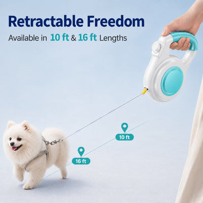 Malloren Rechargeable Light-Up Retractable Dog Leash for Night Walks - Helps Small Dogs Stay Visible & Easy to Control