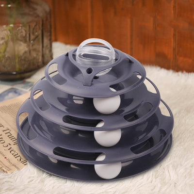 Stacked Turntable Ball Toy for Cats - Interactive Feline Playtime Fun