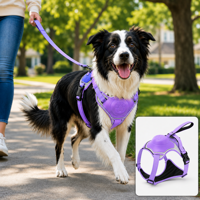 Malloren No-Pull Reflective Dog Harness with Built-In Retractable Leash for Safer Daily Walks