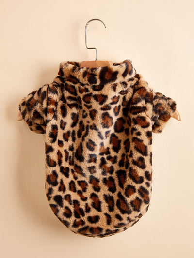 Warm Leopard Print Dog Clothes Jacket - Stylish and Cozy Pet Outerwear for Chilly Days