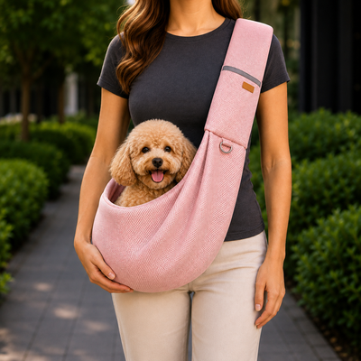 Malloren Crossbody Pet Sling Carrier for Small Dogs & Cats - Breathable Hands-Free Travel Bag for Walks, Errands & Vet Visits