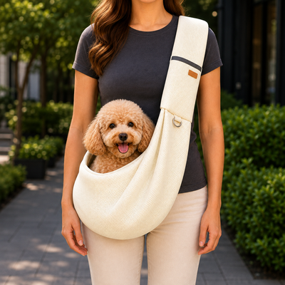 Malloren Crossbody Pet Sling Carrier for Small Dogs & Cats - Breathable Hands-Free Travel Bag for Walks, Errands & Vet Visits