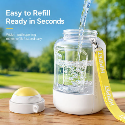 Malloren 2-in-1 Portable Dog Water Bottle with Food Container – Large Capacity Pet Travel Water Fountain, Perfect for Walks, Camping, and Road Trips