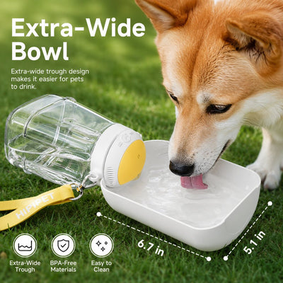 Malloren 2-in-1 Portable Dog Water Bottle with Food Container – Large Capacity Pet Travel Water Fountain, Perfect for Walks, Camping, and Road Trips
