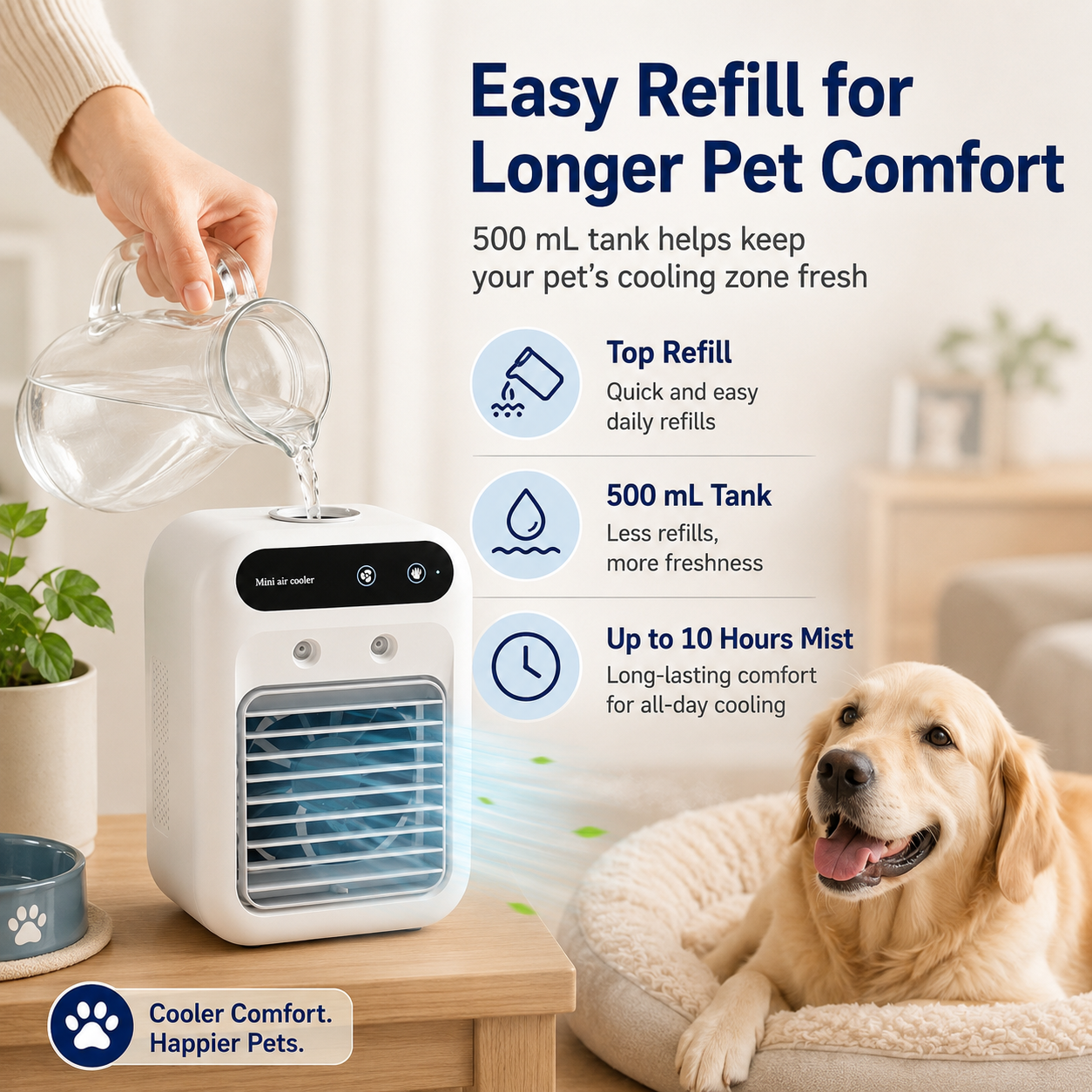 Malloren Ultra-Quiet Mini Air Cooler for Home & Office – Keeps Pets & Kids Comfortable While Beating the Heat