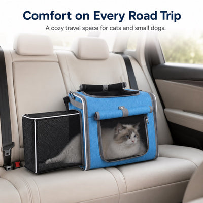 Malloren 4-in-1 Expandable Bike Pet Carrier Backpack for Cats &Small Dogs - Hands-Free Rides, Car Travel & Vet Trips with Extra Breathing Room
