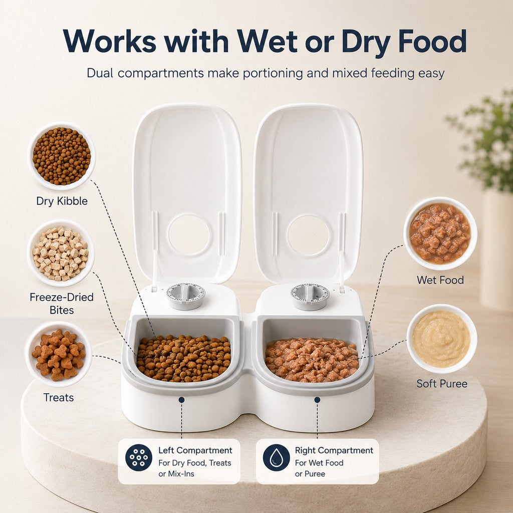 Malloren 48-Hour Timed Pet Feeder for Cats & Small Dogs - Scheduled Meals for Workdays, Short Trips & Busy Pet Parents