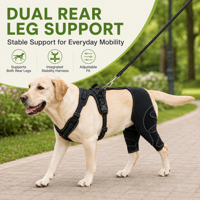 Malloren Dual Rear Leg Dog Support Brace with Harness - Walking Stability for Weak Hind Legs