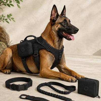 Malloren 5-Piece Tactical Dog Harness Set for Hiking & Training - Better Control for Strong Dogs