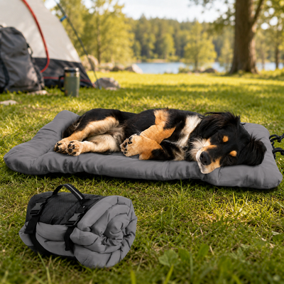 Malloren Portable Outdoor Dog Bed for Camping &Car Travel - Roll-Up Mat for Clean, Comfortable Rest