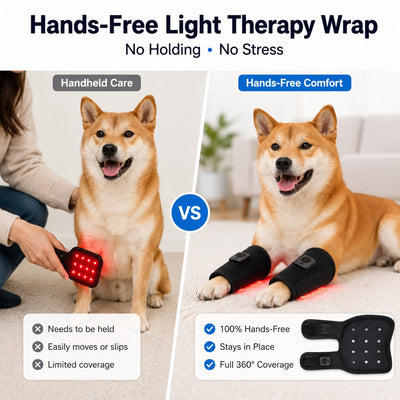 Malloren Rechargeable Red Light Therapy Dog Knee Wrap for Senior Dogs - At-Home Leg Comfort Support for Post-Walk Stiffness & Mobility Care