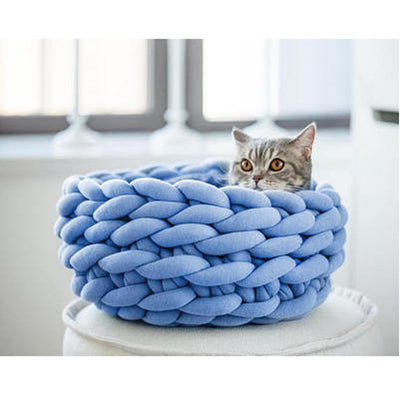 Handmade Knit Cat Bed: Winter Warm Small Dog Beds, Soft Cat Cave, Washable Pet Beds for Cats