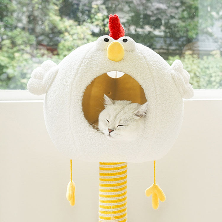 Wood Cat Climbing Frame | Small Luxury Chick Cat Tree with Sisal Scratcher