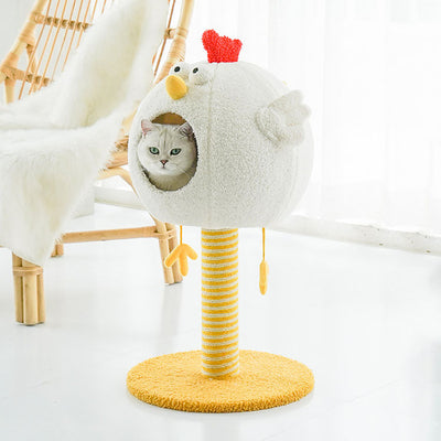 Wood Cat Climbing Frame | Small Luxury Chick Cat Tree with Sisal Scratcher
