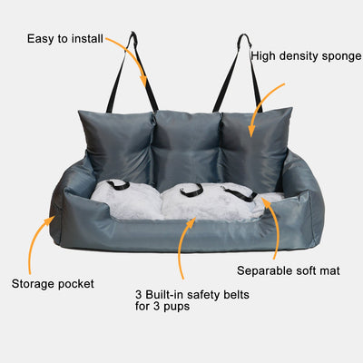 Luxury Dog Car Seat Bed | Detachable Soft Booster Pet Travel Carrier for Back Seat