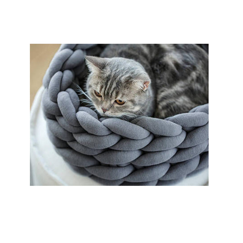 Handmade Knit Cat Bed: Winter Warm Small Dog Beds, Soft Cat Cave, Washable Pet Beds for Cats
