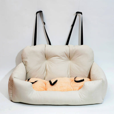 Luxury Dog Car Seat Bed | Detachable Soft Booster Pet Travel Carrier for Back Seat