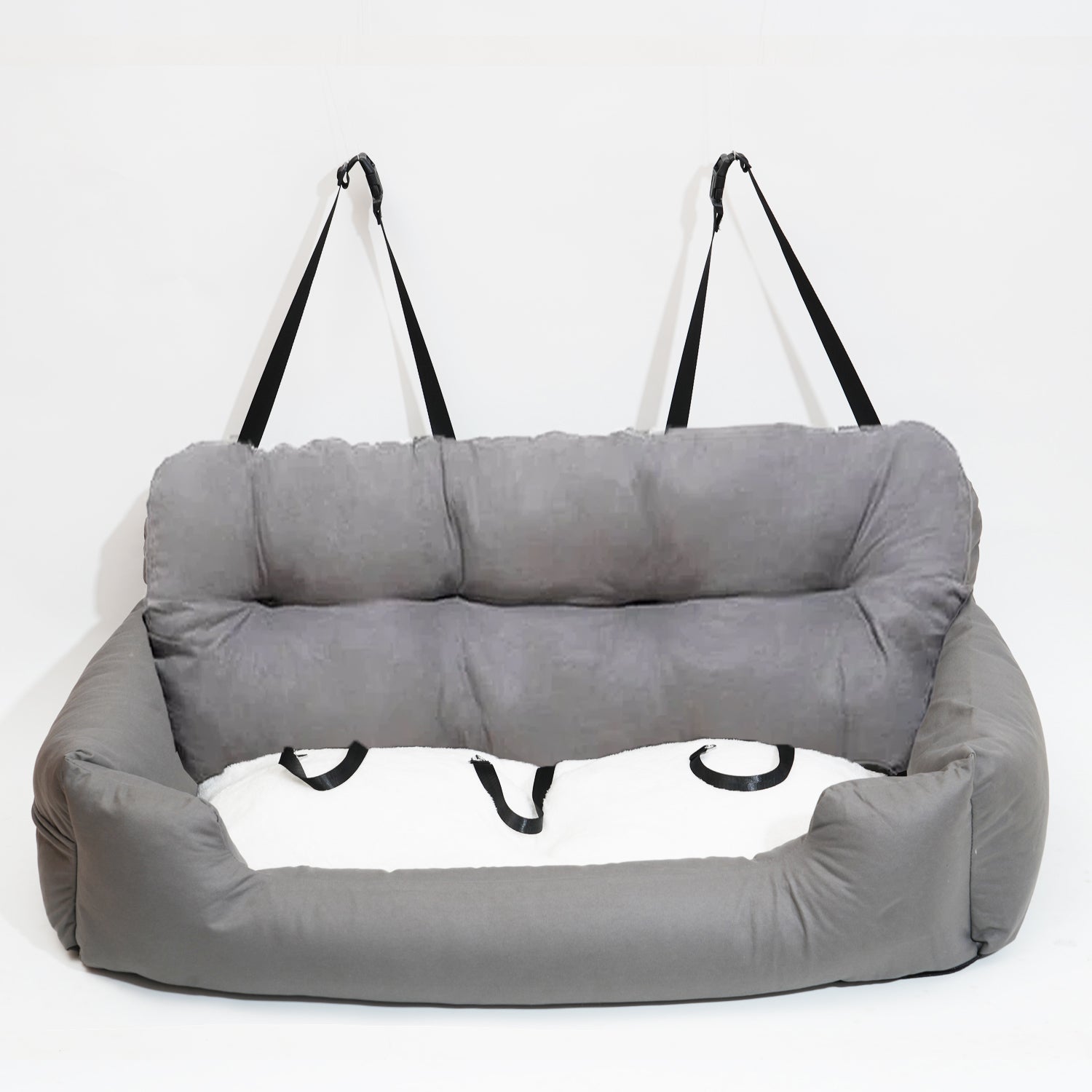 Luxury Dog Car Seat Bed | Detachable Soft Booster Pet Travel Carrier for Back Seat