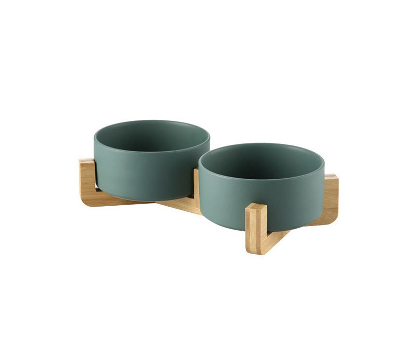 Elevated Ceramic Pet Bowl with Stand - Premium Double Bowls for Cats and Dogs